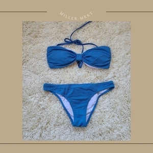 Asbayson Blue Bandeau‎ Padded Bikini Swimsuit